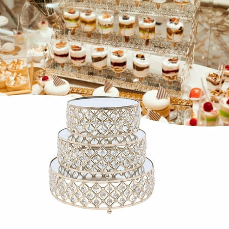 

3 Piece Set Golden Metal body Cheese Dessert Cupcake Cake Stand For Wedding/Birthday Party 3Pcs Set Crystal Gold Metal Cake Holder Wedding Dessert Stand Cupcake Plates Metal Cake Stand Cupcake Holder