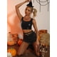 thumbnail image 3 of Chaleco Con Cuello En U Para Mujer, Sin Mangas, Para Fiesta, Clubwear, Camiseta Corta Metálica Brillante Negro brillante XL, 3 of 5