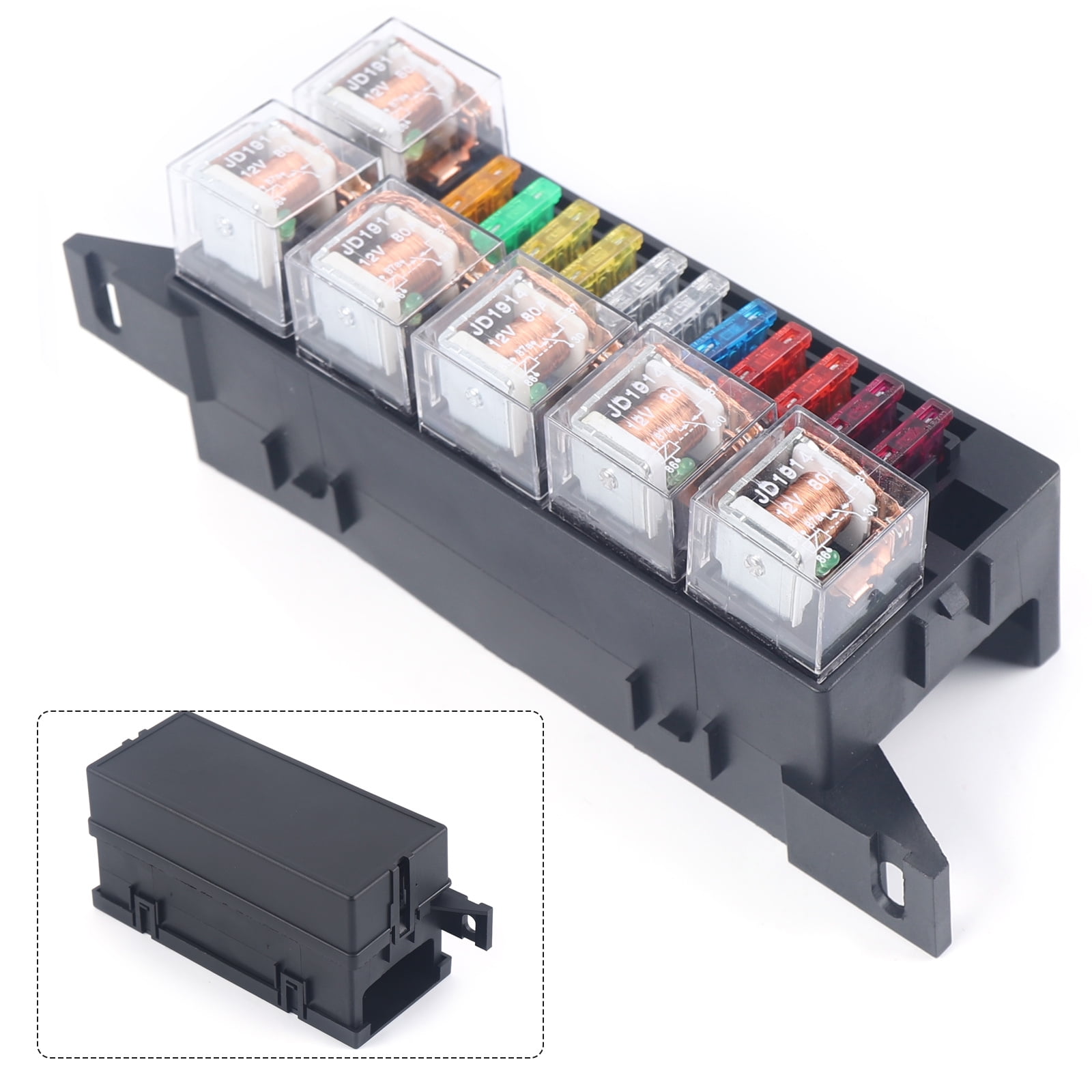 Miumaeov Car Relay Fuse Box 12V High Temperature Resistant 11 Way Fuse