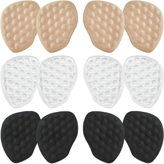 TELOLY 1 Set 6 Pairs 3 Styles Metatarsal Pads Women Silicone Foot Pads Massage No Slip Felt Ball of Foot Cushions Flannelette Shoe Forefoot Pad for Women Comfort High Heel Shoe