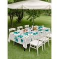 thumbnail image 3 of Outdoor Tablecloth with Umbrella Hole and Zipper, Turquoise Flowers Rectangle Table Cloth 60x84 Inch Waterproof Tablecloth, Spring Retro Watercolor Botanical Floral Picnic Table Cover for Patio, 3 of 7