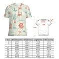 thumbnail image 2 of Nautical Lighthouse Sailboats-9 Womens Tops Women's Fashion Casual Short Sleeve Flower Print Round Neck Pullover Top Blouse, 2 of 7