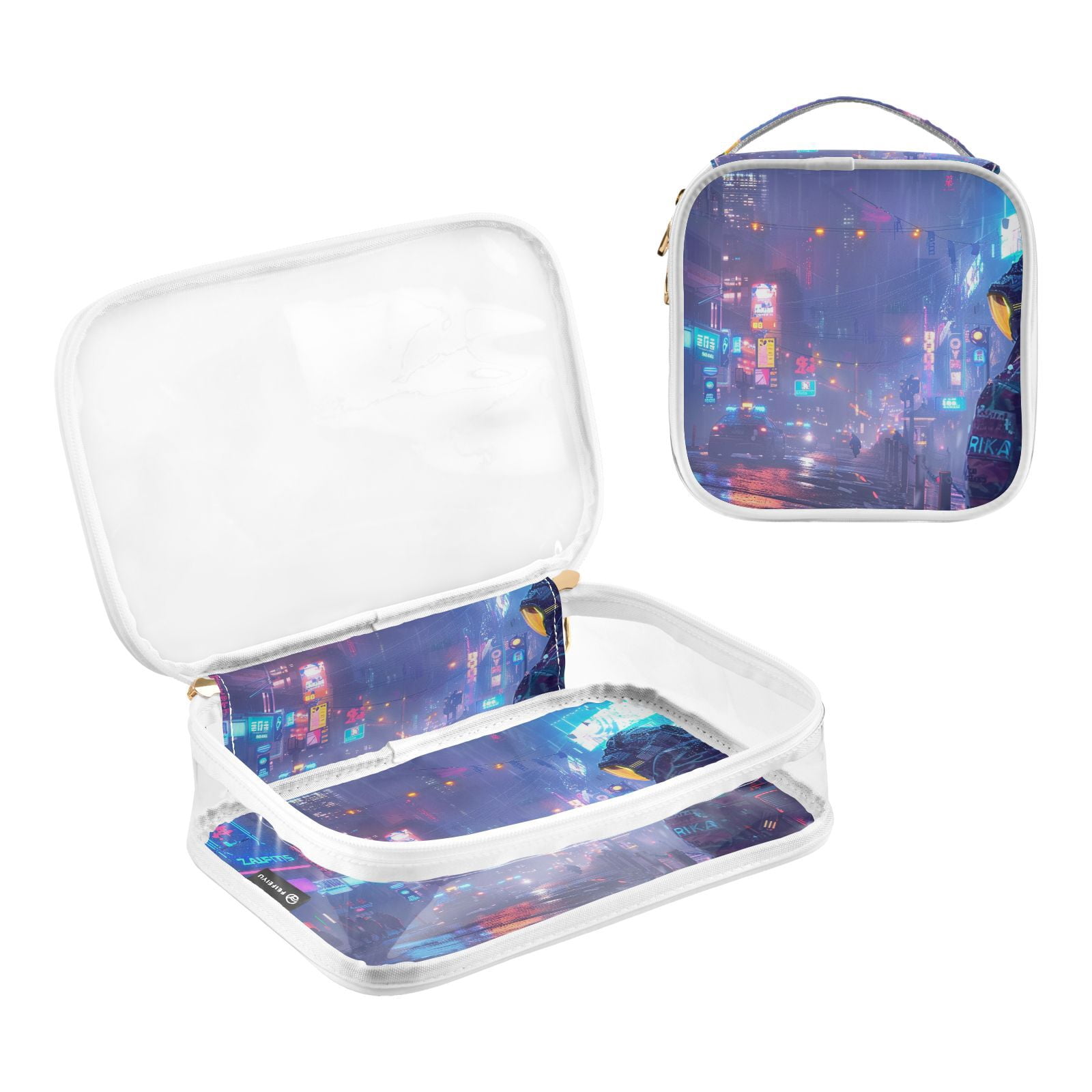 Clear Makeup Bags with Handle Large Opening 2 Pack Set Toiletry Bag Quart Size Bag, for Women Man Traveling Travel Essentials, Toiletries and Other. Game Graphic Capture