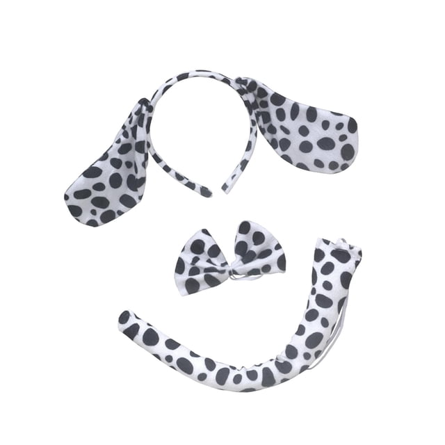 3 piezas de diadema para perro, pajarita, cola, suministros de decoración para fiestas, kit de disfraces elegantes negro