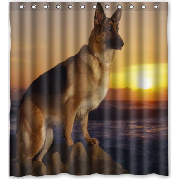 HelloDecor Pet German Shepherd Dog Pictures Shower Curtain Polyester