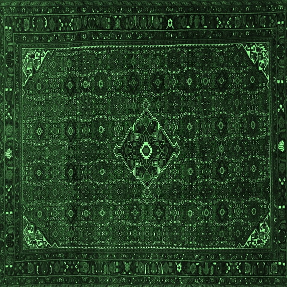 Ahgly Company Indoor Square Persian Emerald Green Traditional Area Rugs, 5' Square