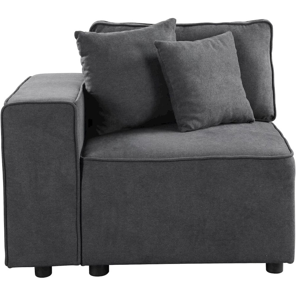 Acme Furniture 56870 10 x 33 x 22 in. Silvester Modular Armrest Sectional Sofa, Gray Fabric