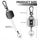 thumbnail image 3 of RetráCtil, Carrete para Llaves con Soporte para Tarjeta de IdentificacióN de Metal Resistente, con MosquetóN con Clip para CinturóN, CordóN Acero 27,5 Pulgadas, 3 of 8