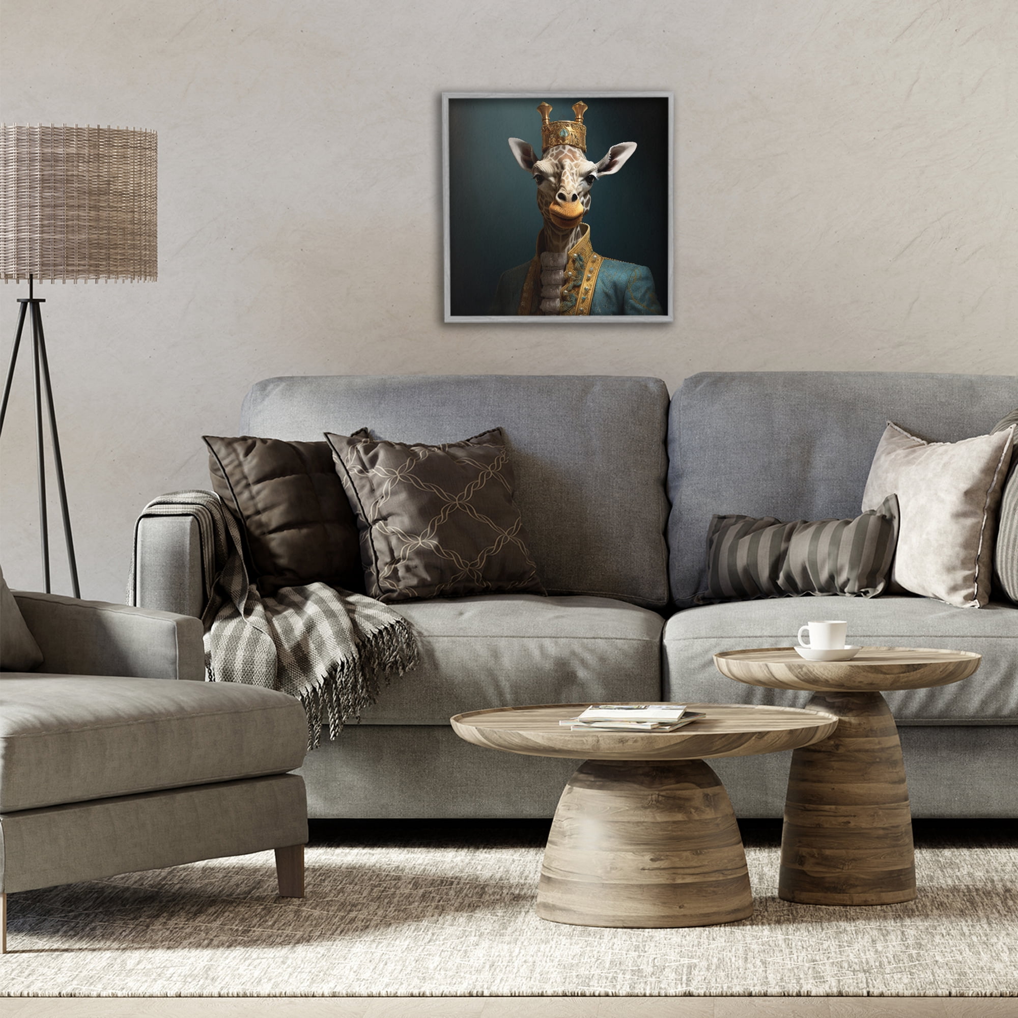 Stupell Industries Giraffe Gaze in Regal Crown Gray Framed Giclee Art, design by Lazar Studio