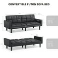 thumbnail image 3 of COMHOMA 76" Futon Sofa Bed PU Convertible Sofa with Adjustable Backrest Folding Sleeper Sofa,Black, 3 of 11