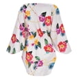 thumbnail image 5 of DHFJKG Summer Swimwear Cover-Ups Women Floral Printed Beach Vacation Clothes Batwing Long Sleeve V Neck Tie Waist Stylish Beachwear, 5 of 5