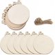 thumbnail image 1 of 30 discos redondos de madera con agujeros, rodajas de madera natural sin acabado y preperforadas de 7,6 cm (3") para manualidades, centros de mesa y adornos navideños de madera para colgar., 1 of 5