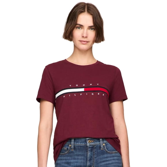 Camiseta Tommy Hilfiger con bandera bordada de corte regular para mujer