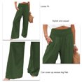 thumbnail image 4 of Pantalones casuales elásticos para mujer, perfectos para uso diario y en la playa, talla M, pantalones de pierna ancha y cintura alta de color verde, 4 of 5