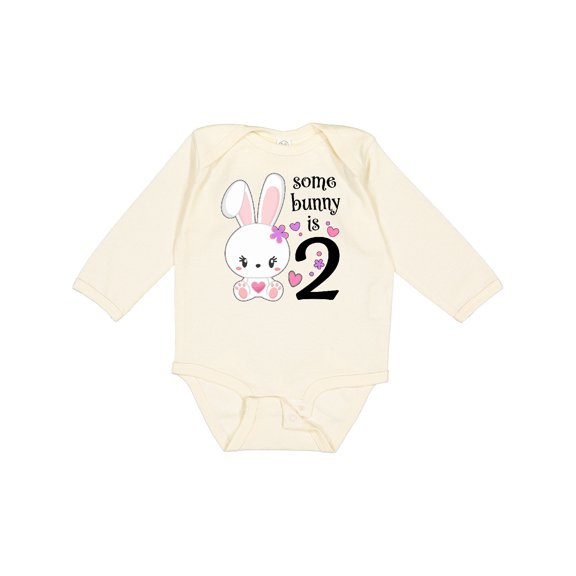 Inktastic Somebunny is Two-second Birthday Bunny Boys or Girls Long Sleeve Baby Bodysuit