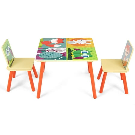 Gymax Kids Table And 2 Chairs Set For Toddler Baby Gift Desk