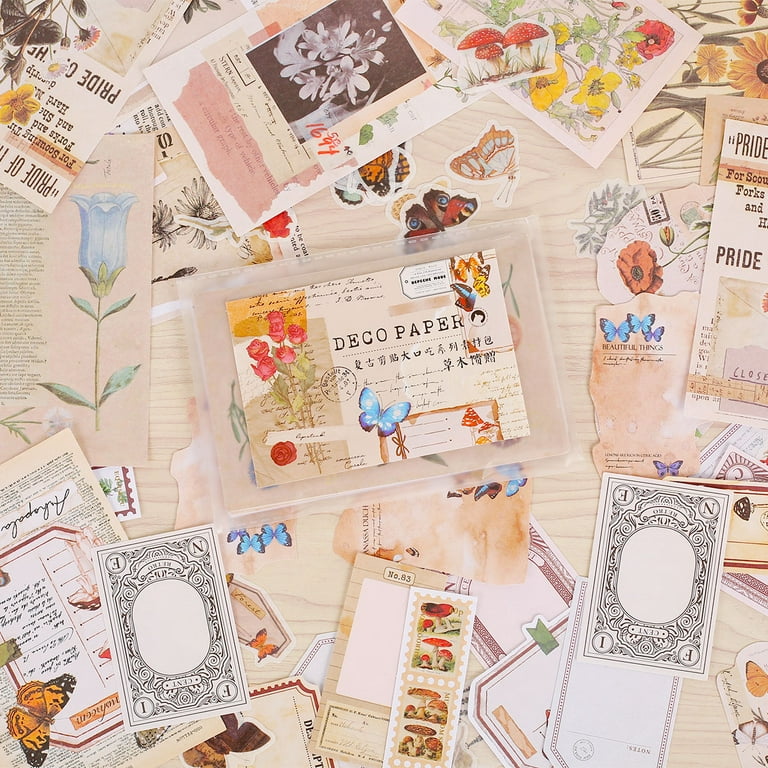 100 Pieces Vintage Scrapbooking Stickers, Photo Frame Paper Stickers Memo  Pads Material Decals Adhesive Sticker for DIY Arts Crafts Scrapbooking  Cards