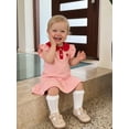 thumbnail image 6 of BemeyourBBs Toddler Baby Girls Summer Ruffled Dress 12 18 24 Months 2 3 4 5 Years Avocado Sunflower Tulip Strawberry Embroidered Buttons Fly Sleeve Casual Dress, 6 of 9
