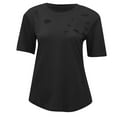 thumbnail image 4 of HONHUZH T Shirts,Women Casual Ripped Short Sleeve Round Neck T-Shirt Solid Color Top, 4 of 6