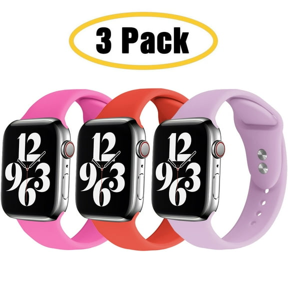 Homaful 3 Pack Sport Silicone Band Compatible for Apple Watch Band 38mm 42mm 40mm 44mm, Soft Silicone Replacement Strap Wristband for iWatch Series SE 6/5/4/3/2/1 Women & Men