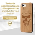 thumbnail image 2 of Case Yard Wooden Case Outside Soft TPU Silicone, Slim Fit Shockproof Wood Protective Phone Cover for Girls Boys Men and Women, Supports Wireless Charging Scary Skull Design case for iPhone-SE, 2 of 7