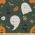 thumbnail image 2 of Ambesonne Halloween Fabric by the Yard Upholstery, Fun Ghost and Pumpkin Art, 2 Yards, Orange Blush Dark Taupe, 2 of 5