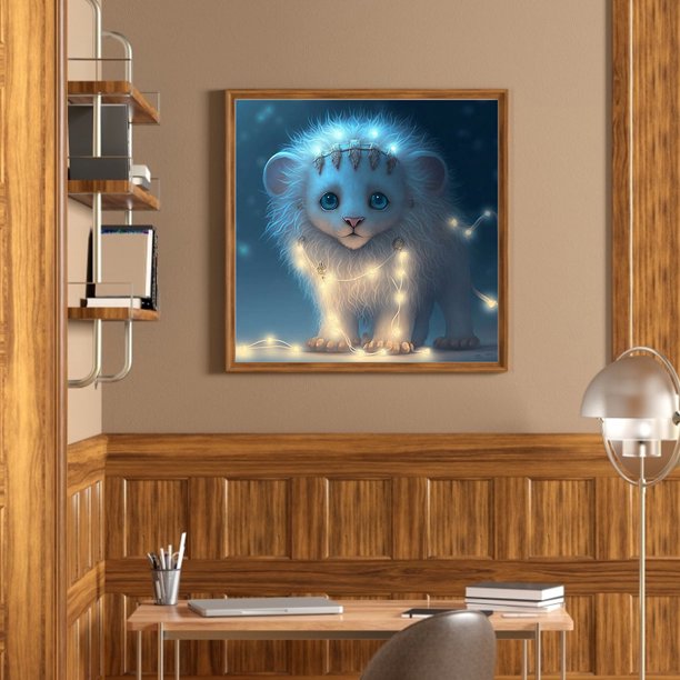 Cuadros Decorativos 5D bricolaje ronda completa taladro diamante pintura León Kit hogar dormitorio decoración (NH2910) Wdftyju embutido en tela