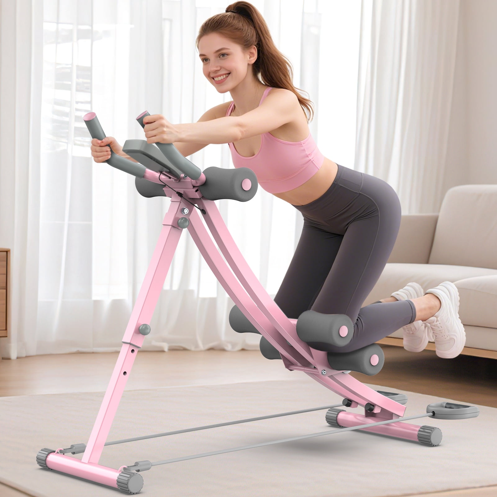 GIKPAL Foldable Ab Machine, Ab Workout Equipment for Home Gym,Core & Abdominal Trainer Fitness Equipment Max 440lbs with LCD Display