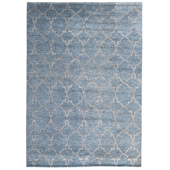 EORC SILVER Hand Knotted Wool Contemporary Agra Rug, 9' x 12'
