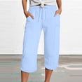 thumbnail image 2 of Glisme Womens Pants Fashion Straight Leg Casual Pants High Waist Sports Loose Pants Versatile Trousers Sky Blue, 2 of 5