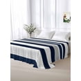 thumbnail image 5 of Navy Blue White Striped California King Size Flat Sheet, Wrinkleproof & Fadeproof Cooling Flat Bed Sheet Only, Grey Farmhouse Stripe Abstract Art Breathable Soft Bedding Top Sheets 108 x 98 Inches, 5 of 8