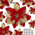 thumbnail image 3 of Adornos de flores artificiales para árbol de Navidad 2024 con purpurina azul, decoración navideña DIY para el hogar, fiesta de Año Nuevo, 3 of 5