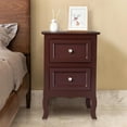 thumbnail image 4 of Ktaxon 2pc Nightstand End Table with 2 Drawer Bedside Table,Wood Accent Table, Brown, 4 of 10