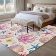thumbnail image 5 of Summer Beach Washable Living Room Rugs 6'x9', Ocean Starfish Shell Coastal Conch Coral Flowers Linen Low Pile Throw Large Area Rug Non-Slip Sturdy Edge Binding Carpet for Dining Room Kitchen Office, 5 of 9