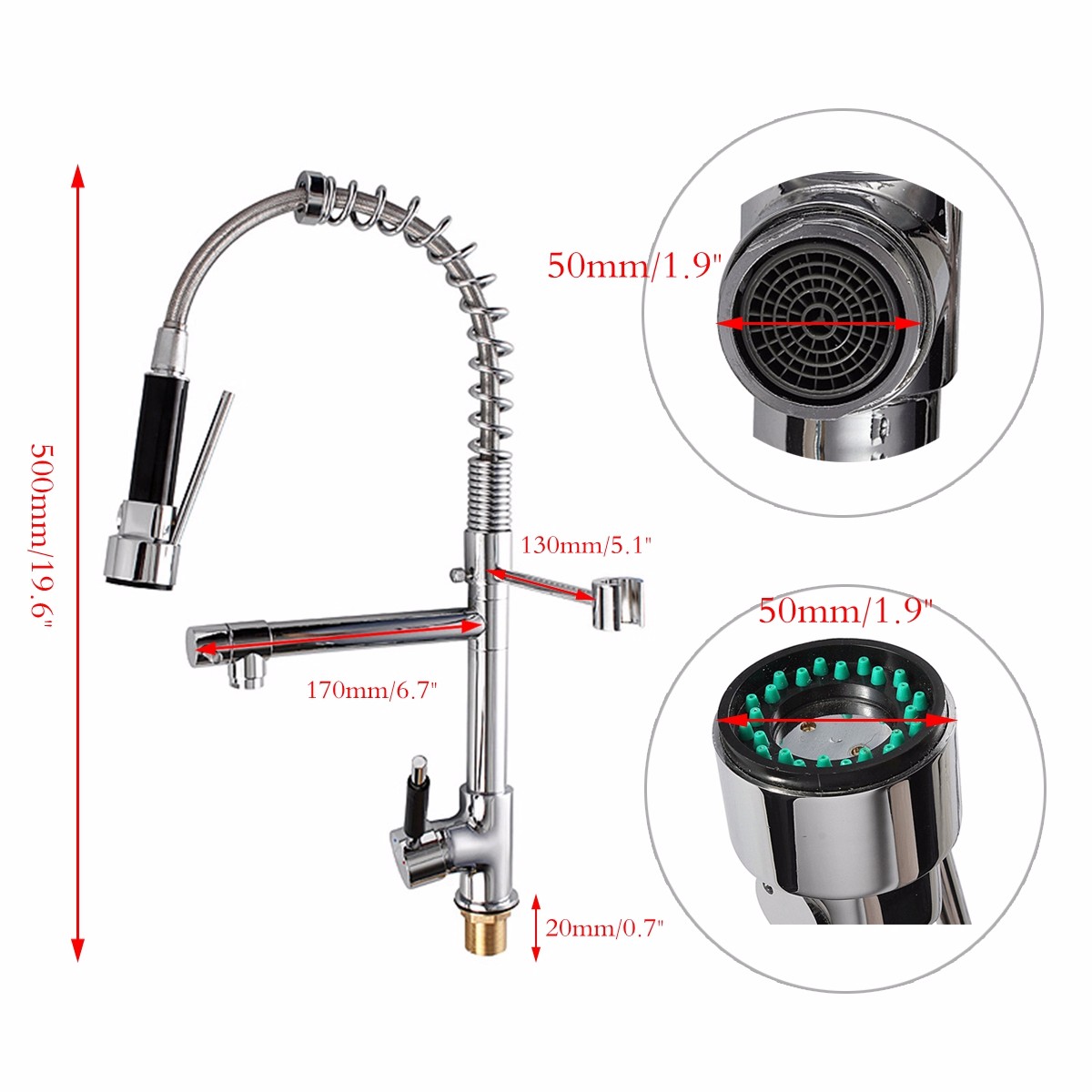 Kadell G1/2'' Silver Kitchen Faucet Single Handle Pull Down Sprayer Sink Mixer Tap Kitchen Sink Faucet Pull out Spray Rotating Tap - image 2 of 8