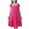 thumbnail image 5 of Sakmal Pink Sleepwear for Women Breathable Ultra-Soft Pleated Moomoo Dress Square Neckline Short Sleeve Long Floral Nightgowns, 5 of 5