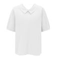 thumbnail image 3 of Ruyang Teen Girls Cotton Linen Short Sleeve Lapel Solid Baggy T Shirts Summer Lightweight Breathable Workout Tee Tops, 3 of 9