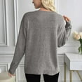 thumbnail image 4 of Women's Scoop V Neck Sweaters Solid Color Long Sleeve Lightweight Knitted Pullovers Casual Loose Fit Outfits Clothes, 4 of 4