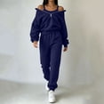 thumbnail image 6 of Ndbuld Sweatsuits Womens 2pcs Sets Jogger Set Casual 2 Piece Outfit Striped Sweatshirts Long Tracksuits Navy M, 6 of 8