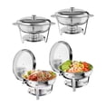 thumbnail image 1 of QinaQin Plateau de Souper Rond de 5 Pintes en Acier Inoxydable Isolé avec Couvercle en Verre. Trousse Complète pour Réchauffer les Aliments du Buffet, Comprend une Cuillère et une Pince à Épiler. Convient aux Mariages, au Traiteur, aux Fêtes et aux Banquets, 1 of 9