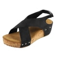 thumbnail image 5 of Rokment Women's Platform Wedges Dressy Sandals 2026 Summer Fashionable Comfortable Leather Crooss Band Open Toe Arch Support Strappy Slingback Walking Sandals for Ladies Black Size 7.5, 5 of 6