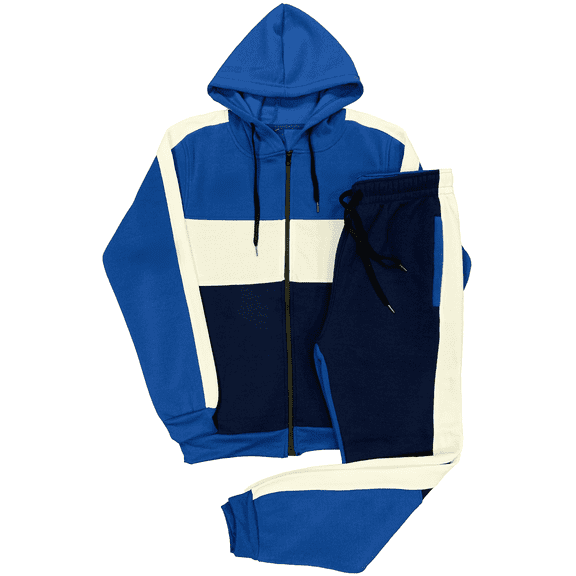 Royal Threads Men's Color Block Fleece Sweatsuit, 2-Piece Set, Sizes S-XXL