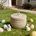 thumbnail image 4 of AURIGATE Cotton Rope Storage Basket with Lid, 8.2x5.1in Beige Woven Organizer Basket for Home Kitchen Decor, 4 of 6