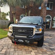 Vijay Front Bumper for 2015-2016-2017-2018-2019 GMC Sierra 2500HD/3500HD Textured Black Steel with Lights and D-rings
