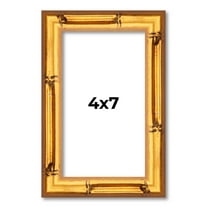 4x7 Frame Gold Bamboo Solid Wood Picture Frame | 1 Inch Moulding Width | Interior Frame Depth 0.75