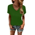 thumbnail image 2 of Women's V Neck T Shirts Casual Short Sleeve Summer Basic Tops Tees, 2 of 5