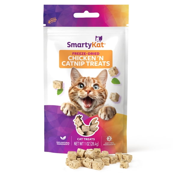 SmartyKat Freeze Dried Chicken Cubes with Catnip for Cats 1 oz