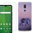 thumbnail image 1 of Slim-Fit TPU Fashion Phone Case for Cricket Icon 3, with Tempered Glass Screen Protector, by OneToughShield ® - Twilight Elephant, 1 of 2