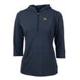 thumbnail image 2 of Women's Cutter & Buck Navy Michigan Wolverines Vault Virtue Eco Pique Recycled Half-Zip Pullover Hoodie, 2 of 3