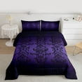 thumbnail image 2 of Homewish Retro Victorian Flower Queen Comforter Set,Vintage Damask Bedding Sets,Purple Black Bedding Comforter Set For Men Women,,Lightweight Room Decorative Reversible,3 Pieces, 2 of 8